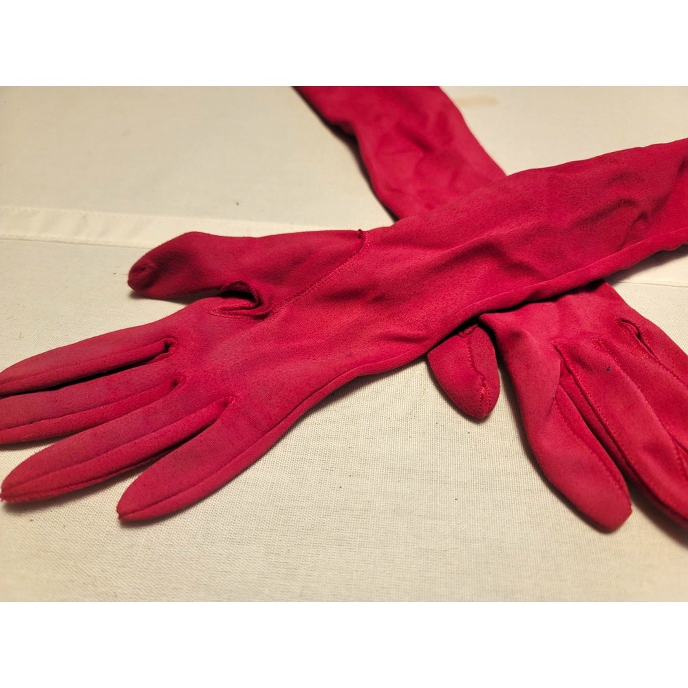 Vintage 1950s Pink 14 Inch Long Dress Gloves Formal Evening Retro Costume